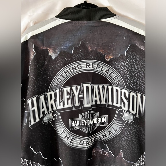 Harley Davidson Men’s 2XL Graphics Zip Slit Pockets Coat Jacket - Picture 11 of 14